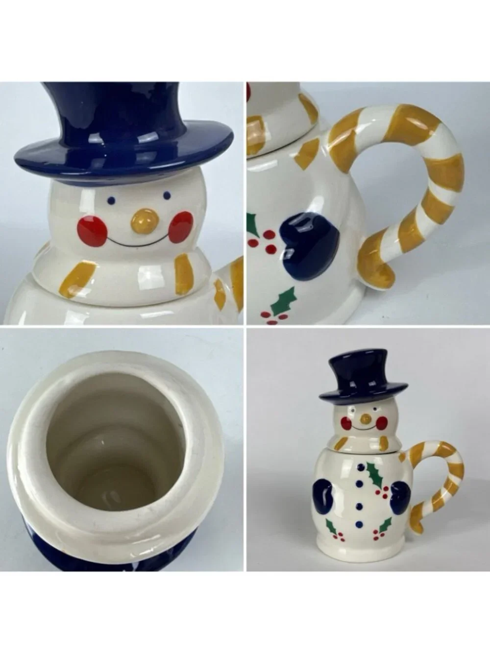 Temptations Snowman Blue Hat Ceramic 12oz Mug holiday Christmas decor cup